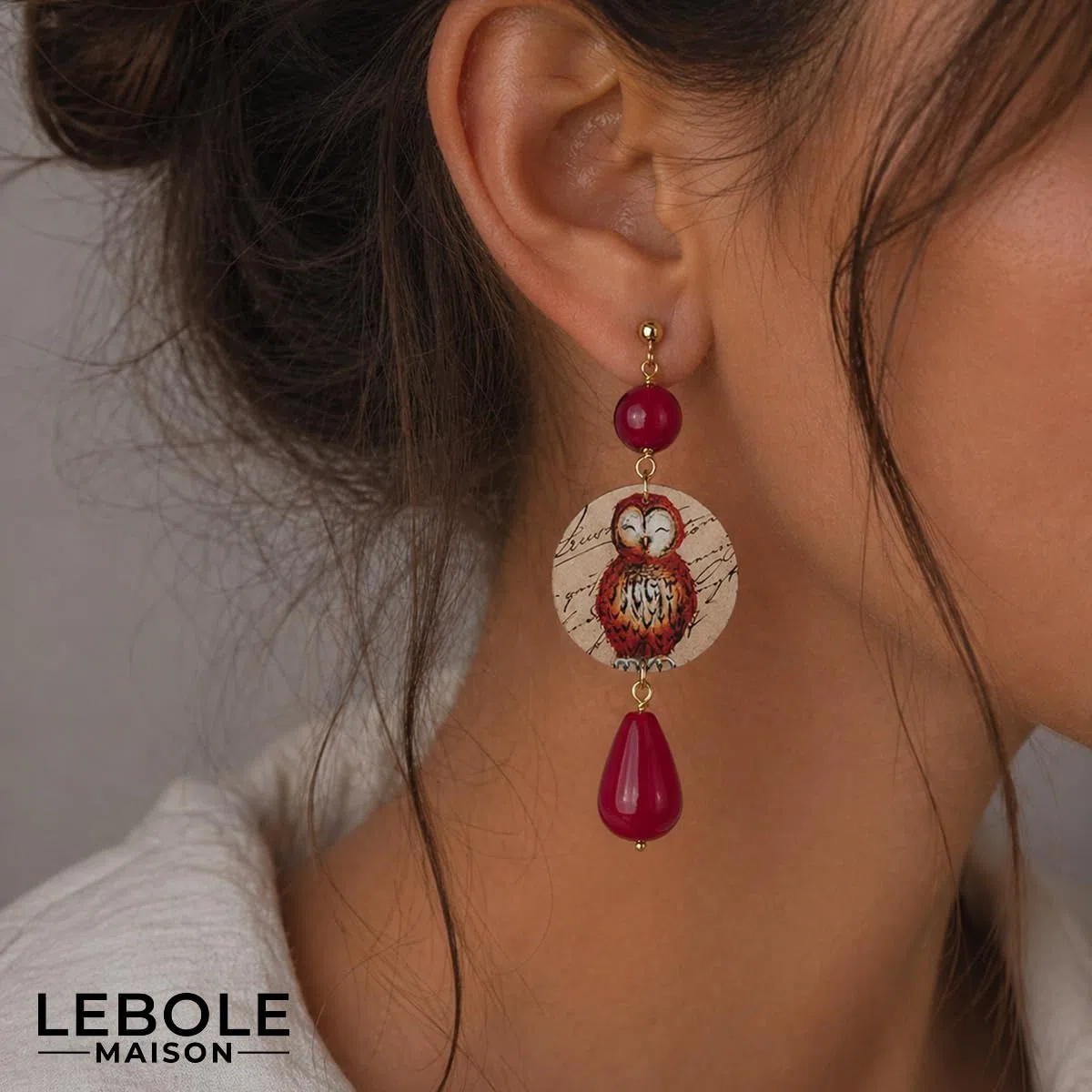 Lebole Orecchini Donna, Orecchini Donna Pendenti Eleganti e Leggeri, in Ottone Galvanizzato Oro con Pietre Naturali, Gioielli Artigianali Made in Italy, Regalo Donna dal Design Esclusivo