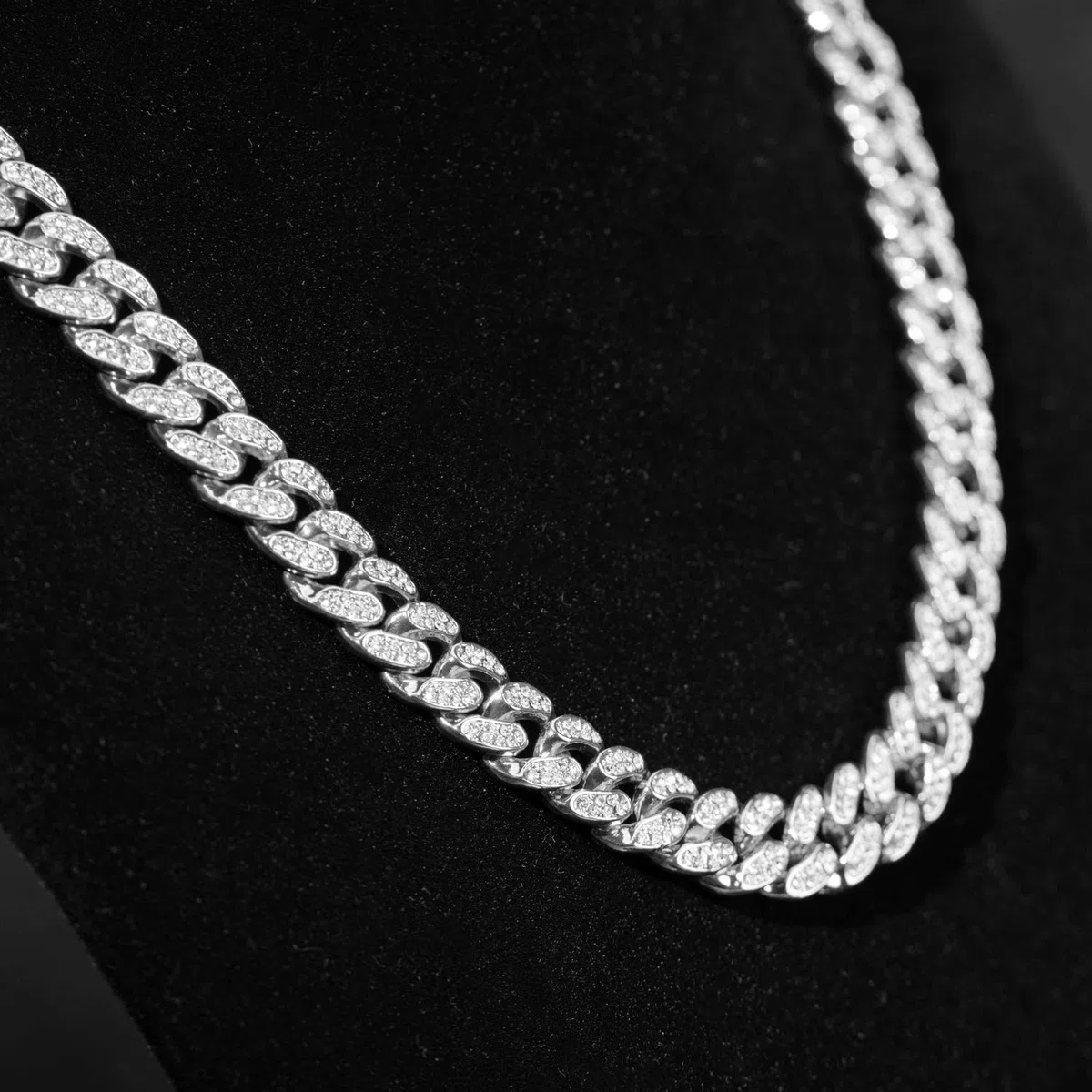 HALUKAKAH Diamante Catena Cubana per Ragazzo,14MM Ragazzi Oro Reale 18k /Platino Placcato in Oro Bianco Collana Braccialetto Diamanti da Laboratorio Set a Mano 8-15 Y/O.con Pacco Regalo Gratuita