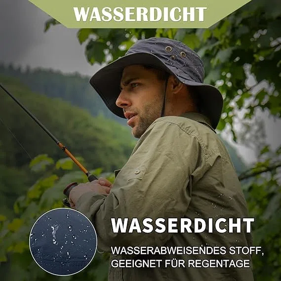 TOP-EX XL/XXL Cappello da sole da uomo a tesa larga UPF 50+ & impermeabile, grandi cappelli estivi per escursioni, trekking, pesca, campeggio, vela, pieghevole, regolabile, traspirante