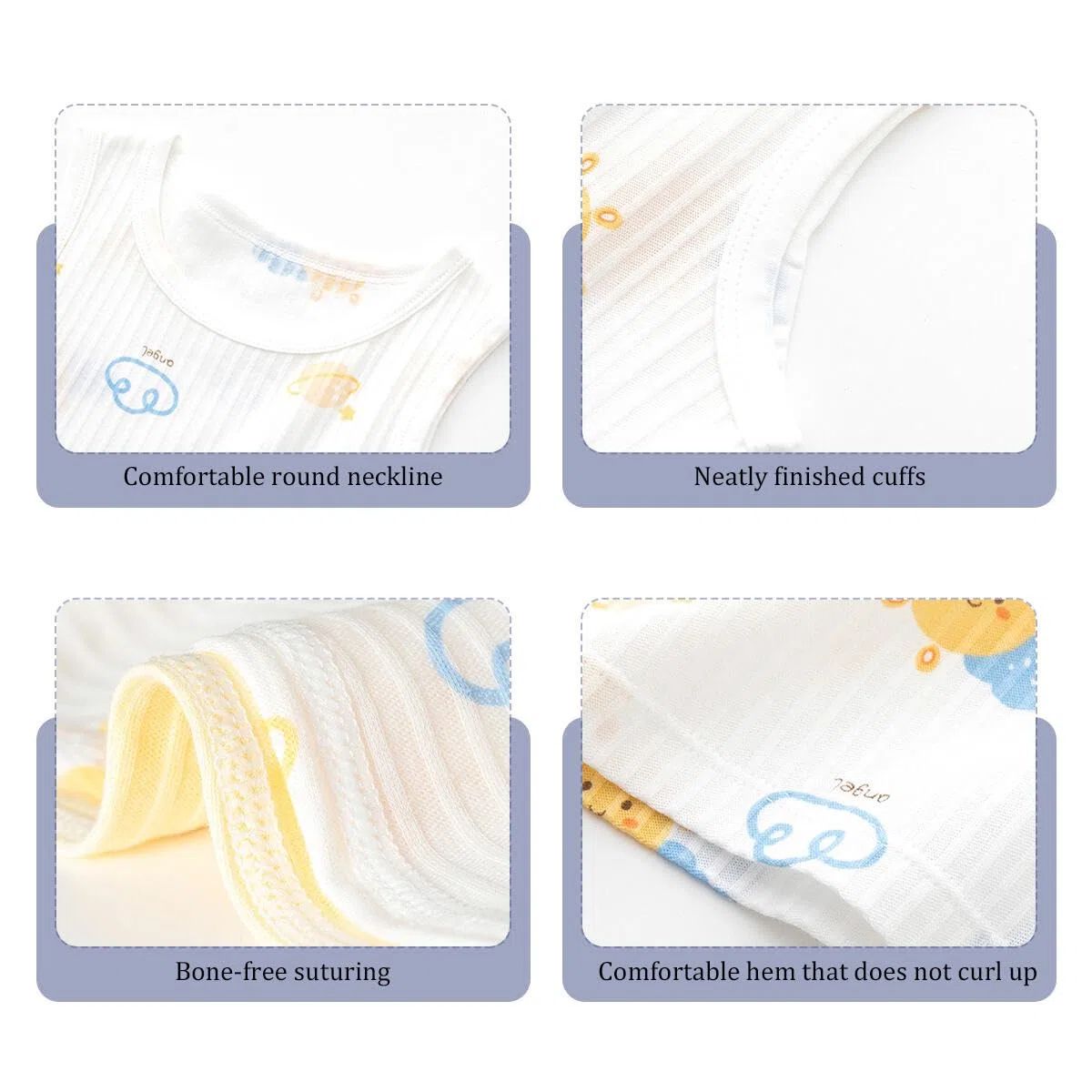 Confezione da 5 Canotta da Bambina in Cotone Neonata Cotone Canottiera per Bambina Canotte Motivi Cartoon Bimba Canottiere Elastiche Top Senza Maniche per 0-5 Anni