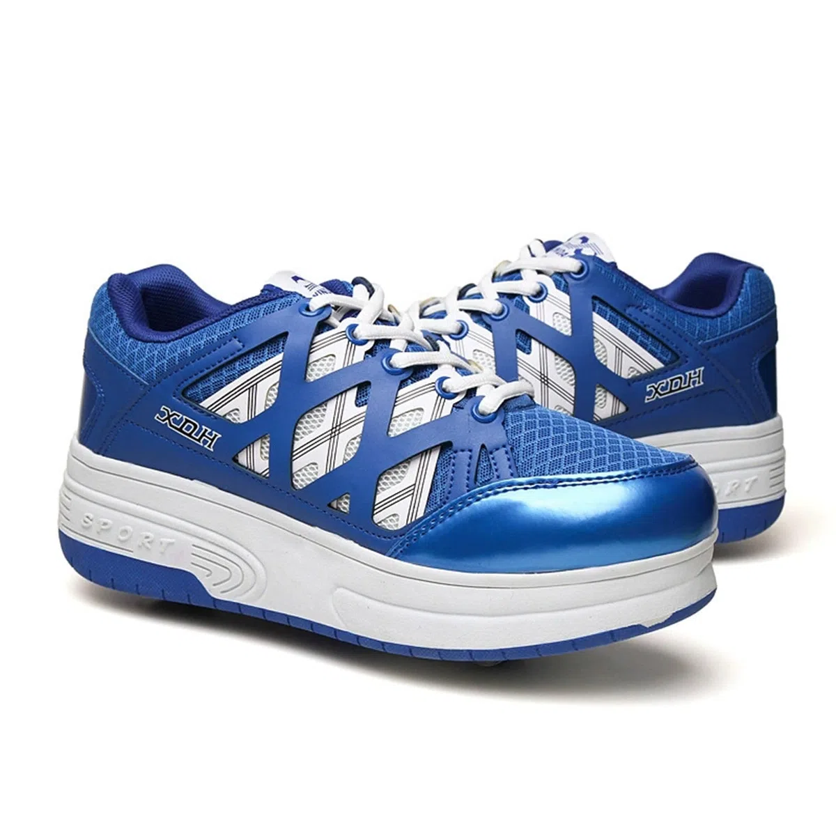 Surwin Scarpe con Rotelle Bambino, Scarpe con Ruote Posteriori Retrattili, Sneaker con Rotelle Bambini Ragazzo Ragazza Unisex Sneaker Skateboard con Lacci Traspirante