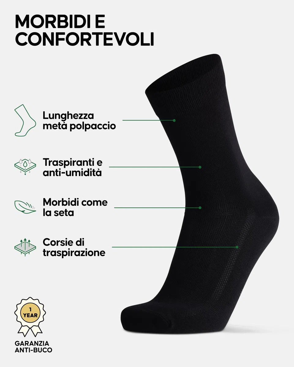DANISH ENDURANCE Calzini Uomo Fibra di Bambù, Calze Anti-Sudore Traspiranti, Morbide e Classiche, Calze da Lavoro e Uso Quotidiano, 3 o 6 Paia
