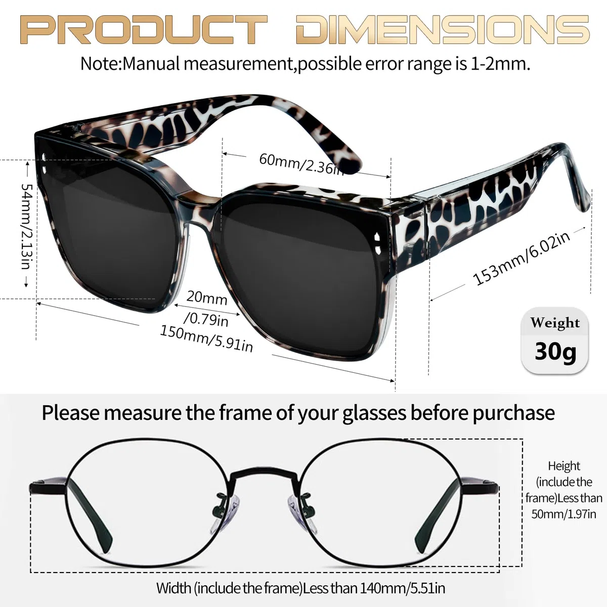 KANASTAL Sovraocchiali da Sole Polarizzati Donna Uomo UV400 Occhiali da Sole Sovrapponibili Quadrati TR90 Vintage Grandi Sunglasses Wear over Glasses