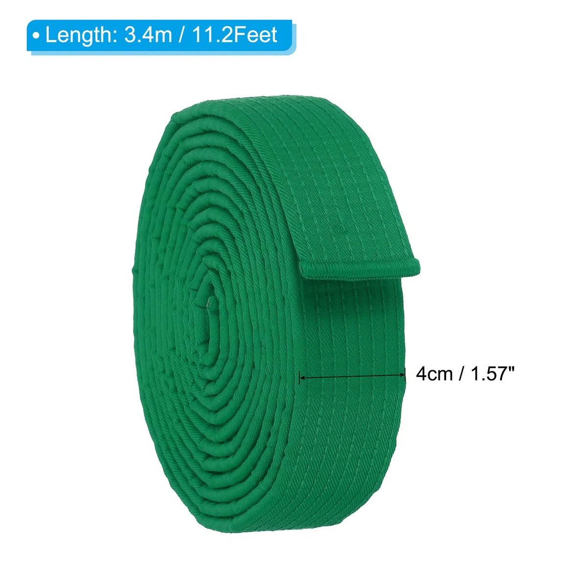 PATIKIL Cintura di Rango Colorata Taekwondo 1.6" x11.2Ft 3.4m, Cintura di Cotone per Arti Marziali Judo Karate per l'Insegnamento dell'Allenatore, Verde