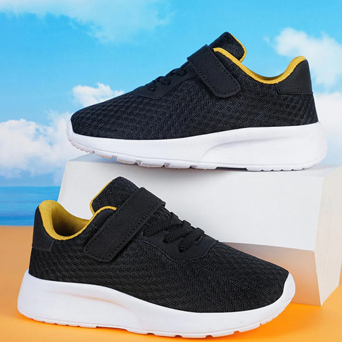 Scarpe Trekking Bambino Ragazzo Ragazza 28-40 EU con Ammortizzata e Rete Traspiranti, Strappo Chiusura Sneaker Slip On Comodi Casual Leggeri da Ginnastica Basket per Montagna Tennis