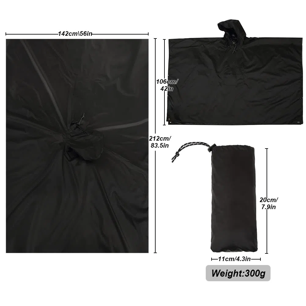 HYCOPROT Poncho Impermeabile, Multifunzionale Impermeabile 210T Oxford Riutilizzabile Pioggia con Cappuccio e Tasca Sul Petto, Poncho Antipioggia per Trekking Campeggio Pesca Escursione