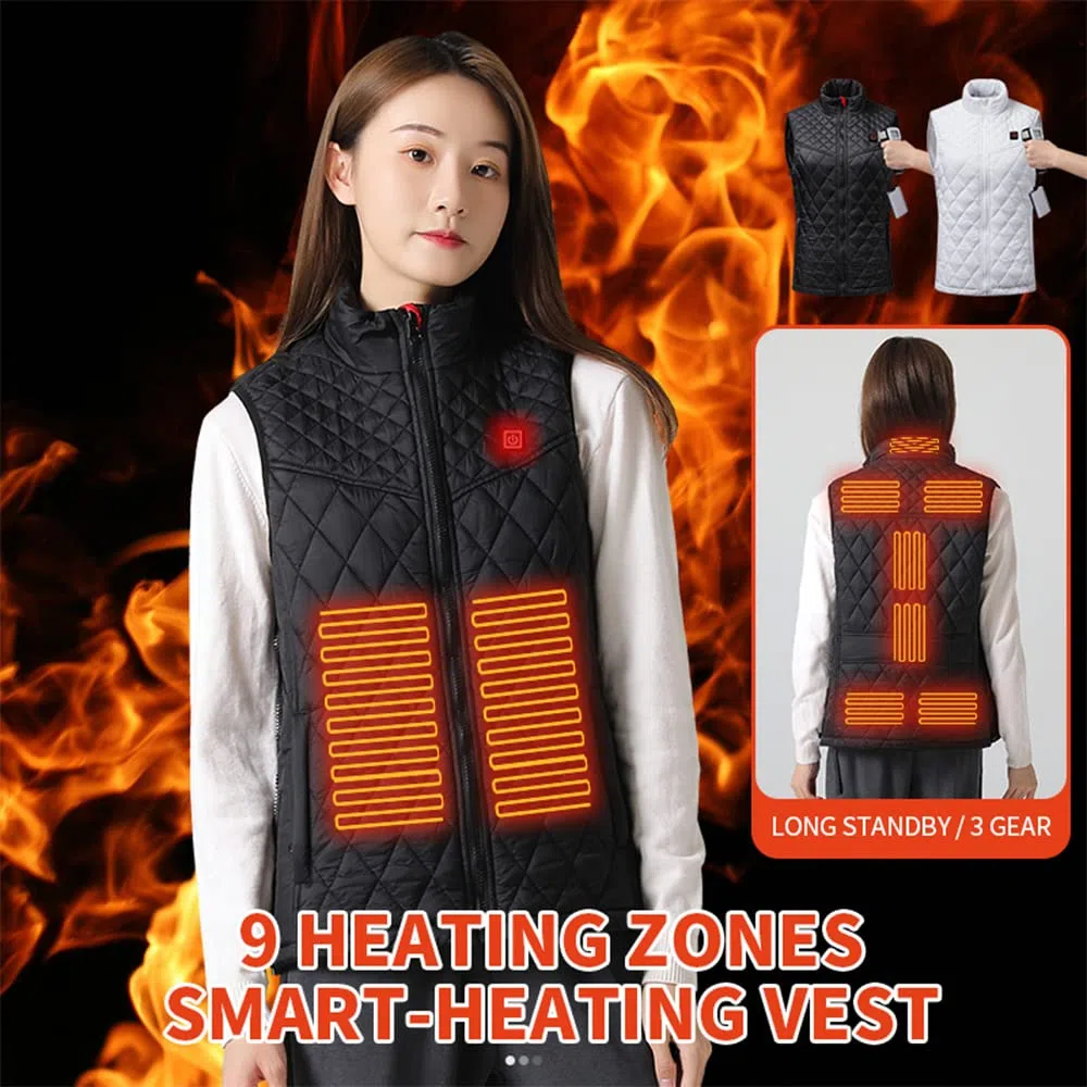 Oneshlee Gilet Riscaldato Donna, Maglia Riscaldata Elettrica, Giacca Riscaldata Usb, Giubbotto Riscaldato Moto, Vestiario Riscaldabile Temperatura Regolabile Lavabile Per Esterno Campeggio Caccia