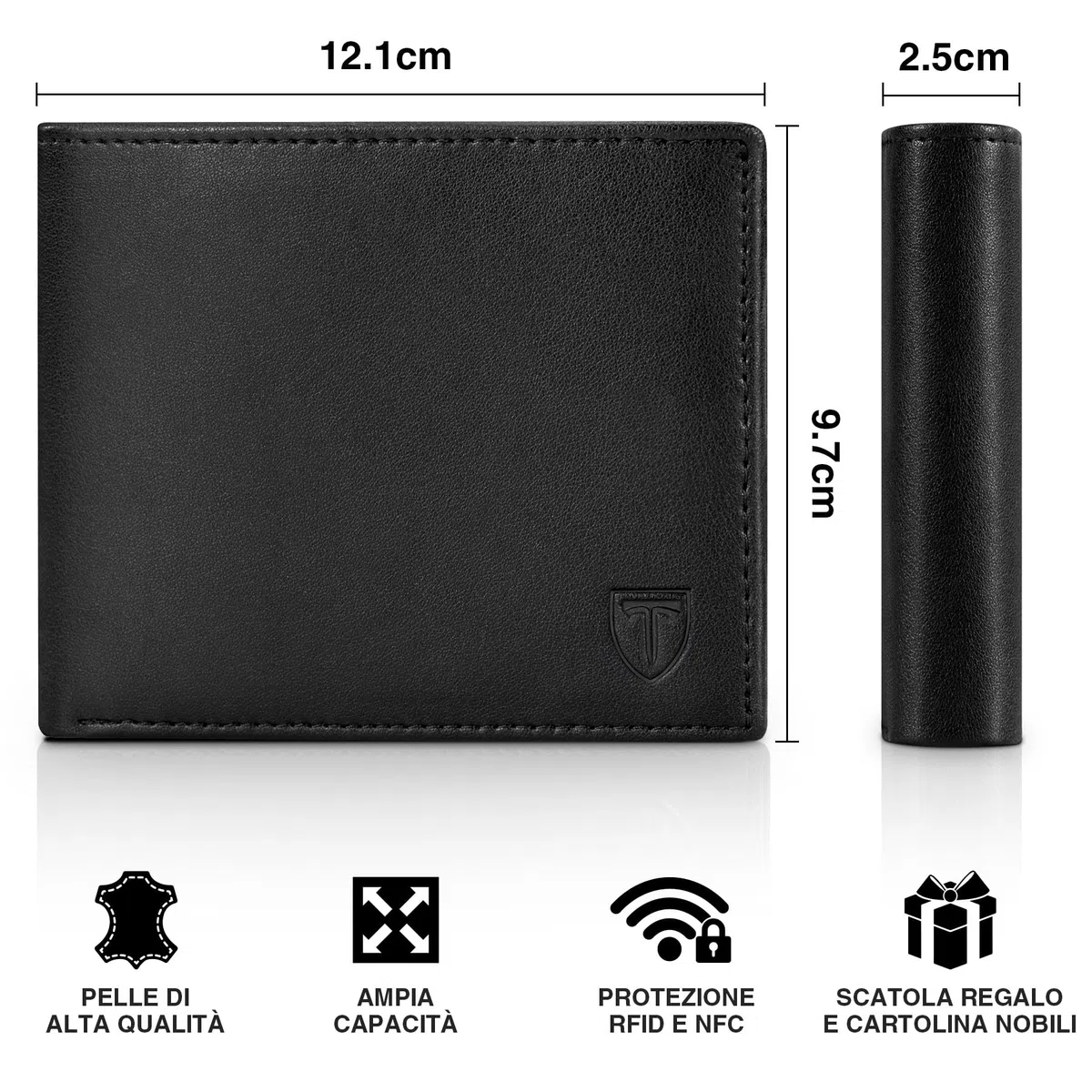 TEEHON Portafoglio Uomo RFID Blocking Portafoglio Uomo Slim Pelle in Microfibra con 13 Porta Carte di Credito Uomo, ID Window, Foto Window, Scomparti per Banconote, Confezione Regalo - Nero