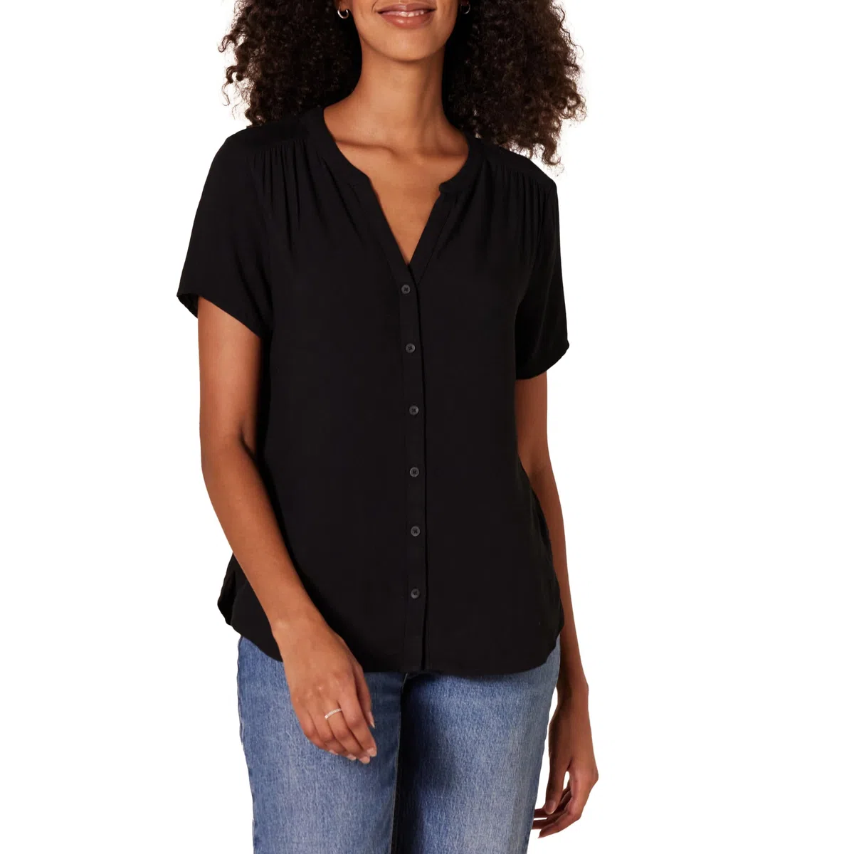 Amazon Essentials Donna Camicetta in Tessuto a Maniche Corte con vestibilità Comoda