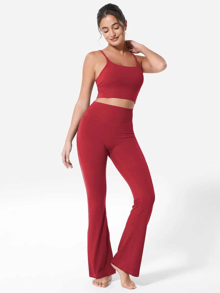 YEOREO Leggings da donna Flare Invisible Scrunch Butt Sports Leggings a vita alta, leggeri, da yoga, lunghi, push up, opachi, sportivi