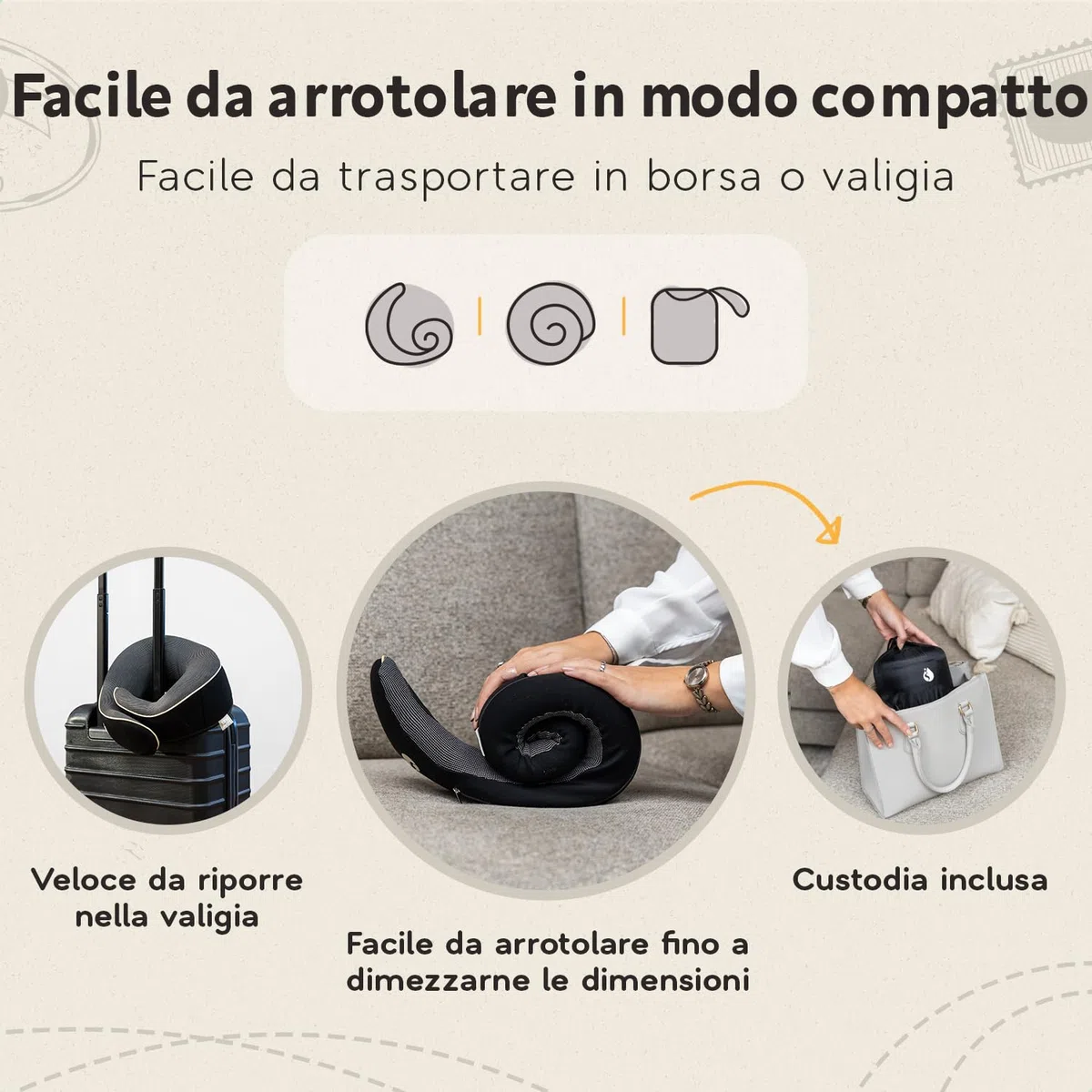 Cuscino da Viaggio – Cuscino Cervicale Ergonomico in Memory Foam – Cuscino Aereo Compatto e Confortevole – Cuscino Collo da Viaggio per Aereo, Treno e Auto
