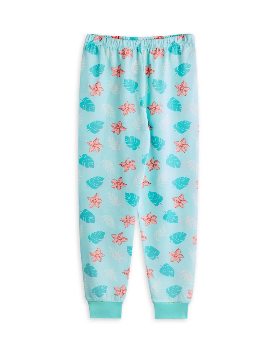 Disney Set Pigiama per Ragazze Moana | Top a Maniche Corte con Grafica dei Personaggi di Moana e Pua per Bambini e Pantaloni del Pigiama a Gamba Lunga in Blu | Indumenti da Notte con Stampa