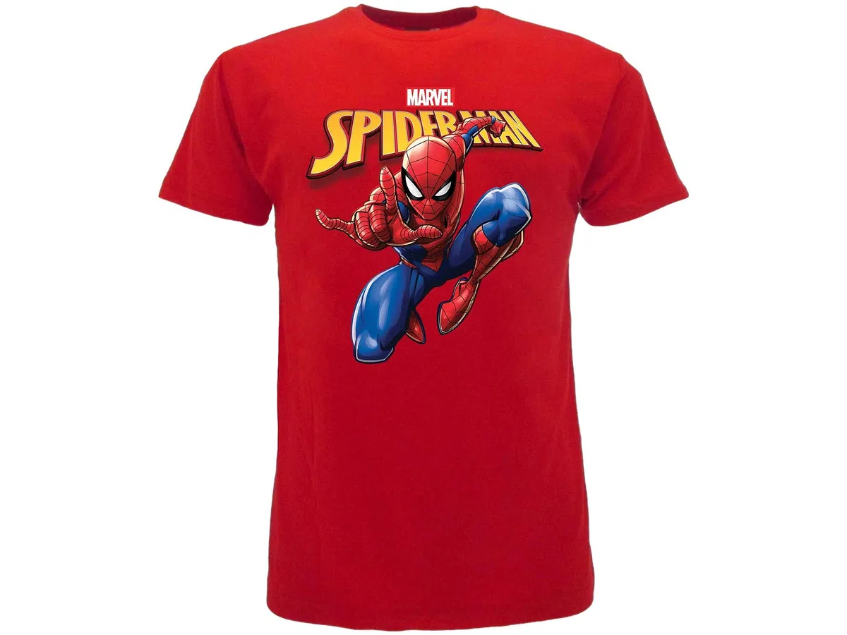 T-Shirt Spiderman Originale Spider-Man Uomo Ragno Rossa Marvel Ufficiale Maglia Maglietta