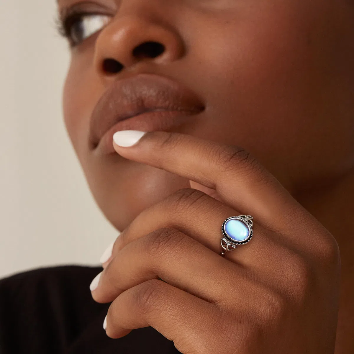 Milacolato Anello Argento 925 per Donna Ragazza Anelli Pietre di Luna Regolabile Aperte Anello CZ Triangolo Celtico Vintage, Anello Pietre Cuore Ovale Rotondo Gioielli per Lei anello