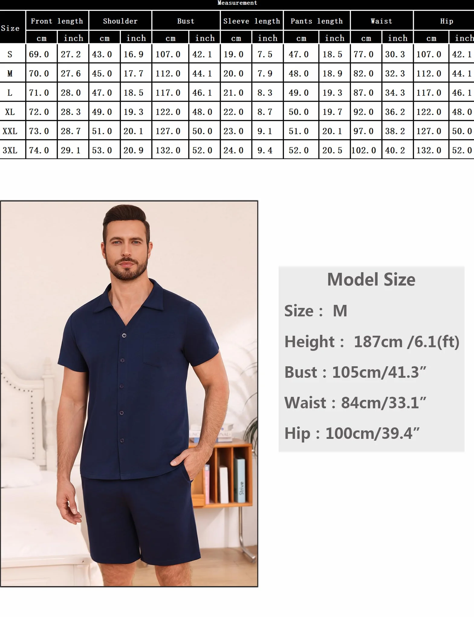 Bresdk Pigiama Uomo Estivo Corto con Camicia Abbottonata e Shorts Maniche Corte Abbigliamento da Notte in Cotone