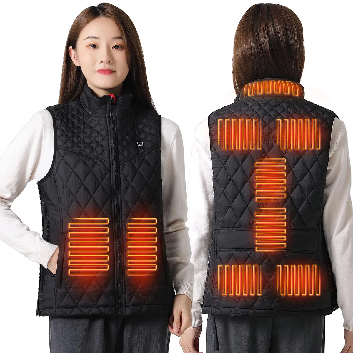 Oneshlee Gilet Riscaldato Donna, Maglia Riscaldata Elettrica, Giacca Riscaldata Usb, Giubbotto Riscaldato Moto, Vestiario Riscaldabile Temperatura Regolabile Lavabile Per Esterno Campeggio Caccia