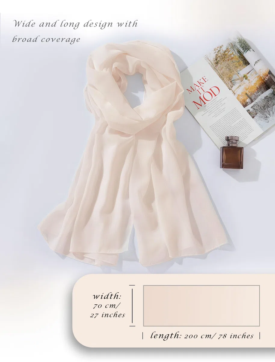 CHUNG Scialle da donna in chiffon, morbido, leggero, elegante, sciarpa lunga, accessorio per abito da sera, ideale come regalo per matrimoni