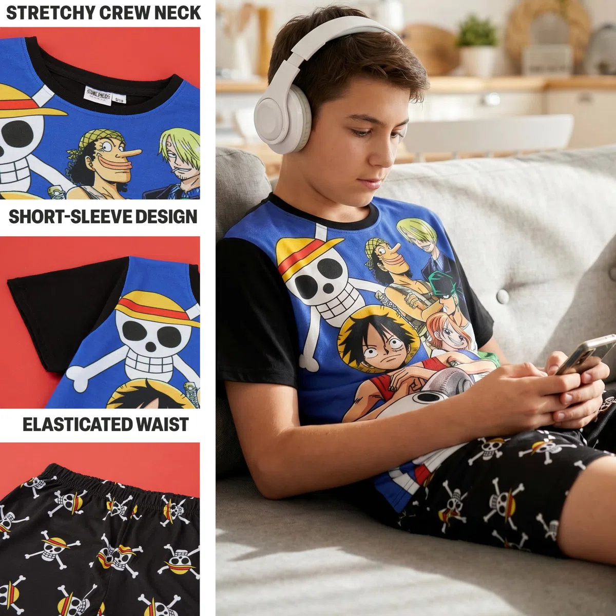 Get Trend One Piece | Dragon Ball Corto Pigiama Ragazzo, Morbido Pigiami Estivi Bambino con Maglietta e Pantaloncini, Regalo Ragazzo