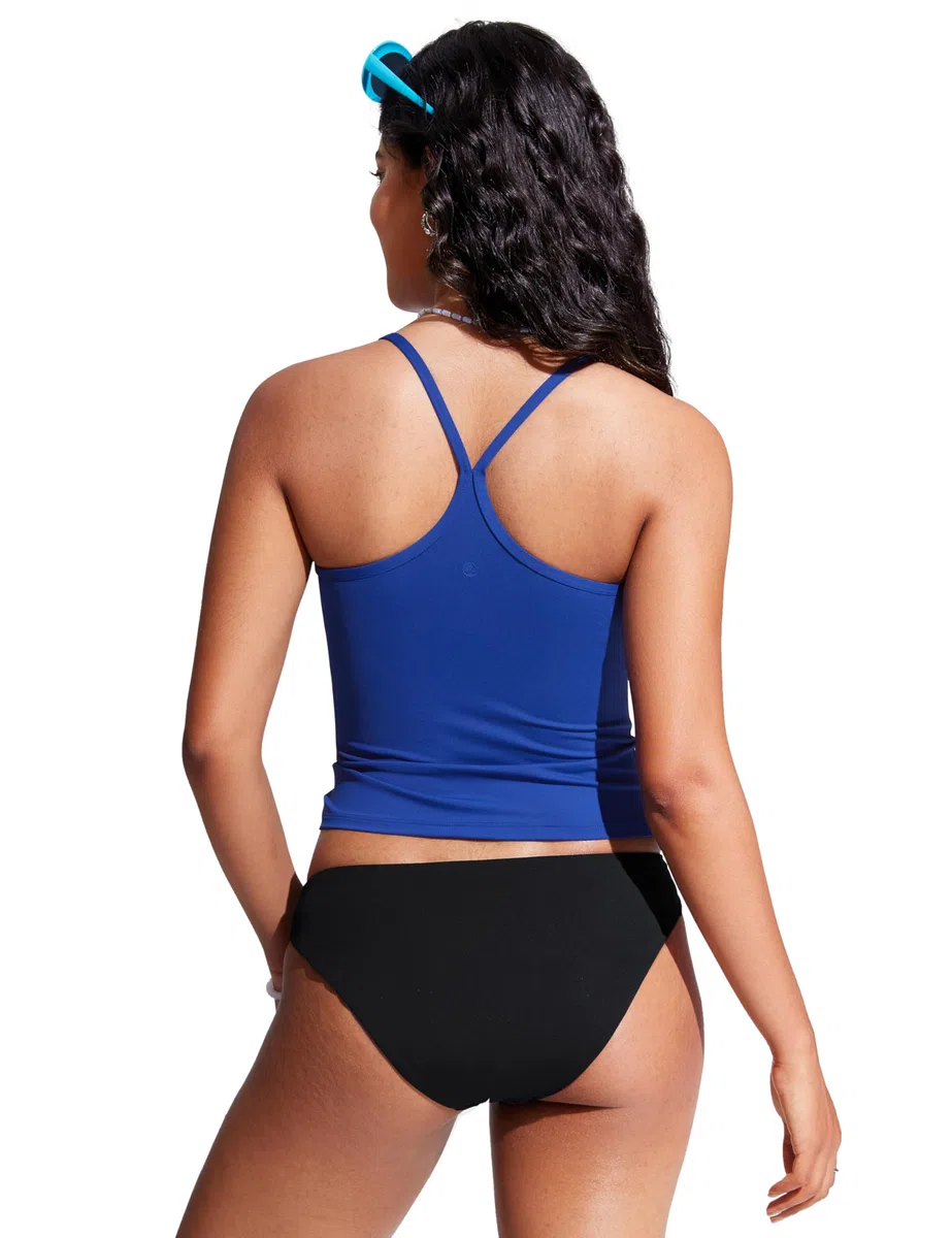 CRZ YOGA Donna Racerback Tankini Top Scollo Rotondo Spaghetti Straps Costume da Bagno Bikini Top Solo Imbottito