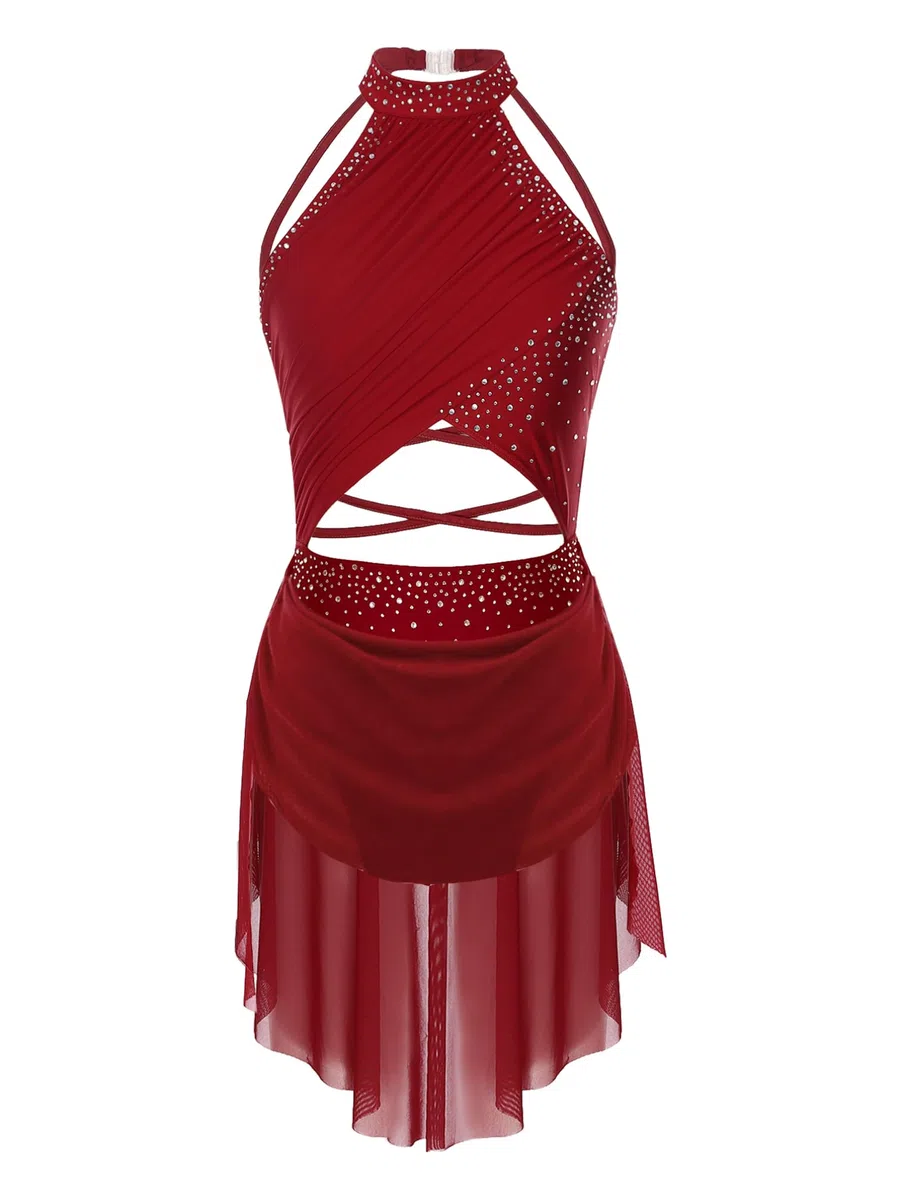 iiniim Donna Abito da Ballo Latino Americano Danza Vestito da Ballo Samba Rumba Jazz Salsa Tango ChaCha Abito da Spettacolo Dancewear