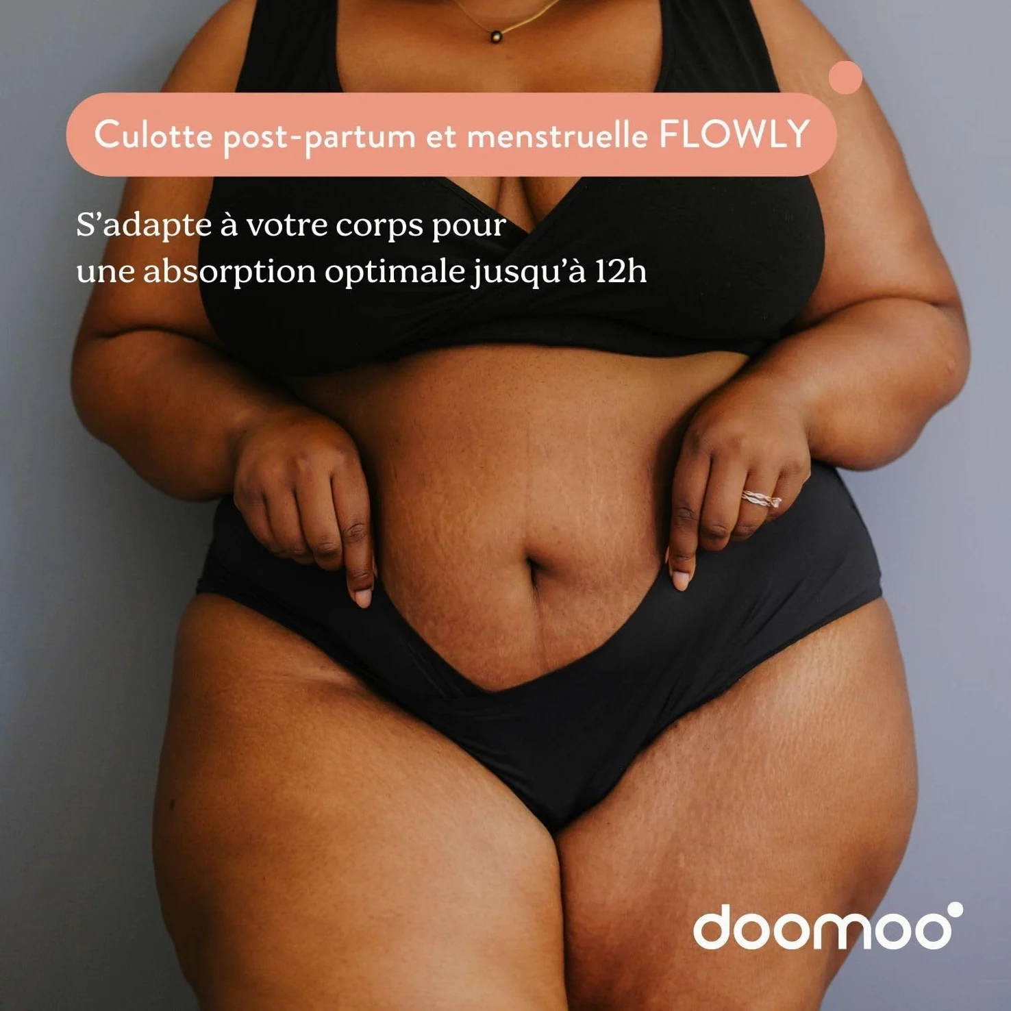 doomoo Mutandine Post-Partum e mestruali Flowly - L/XL/XXL - Nero