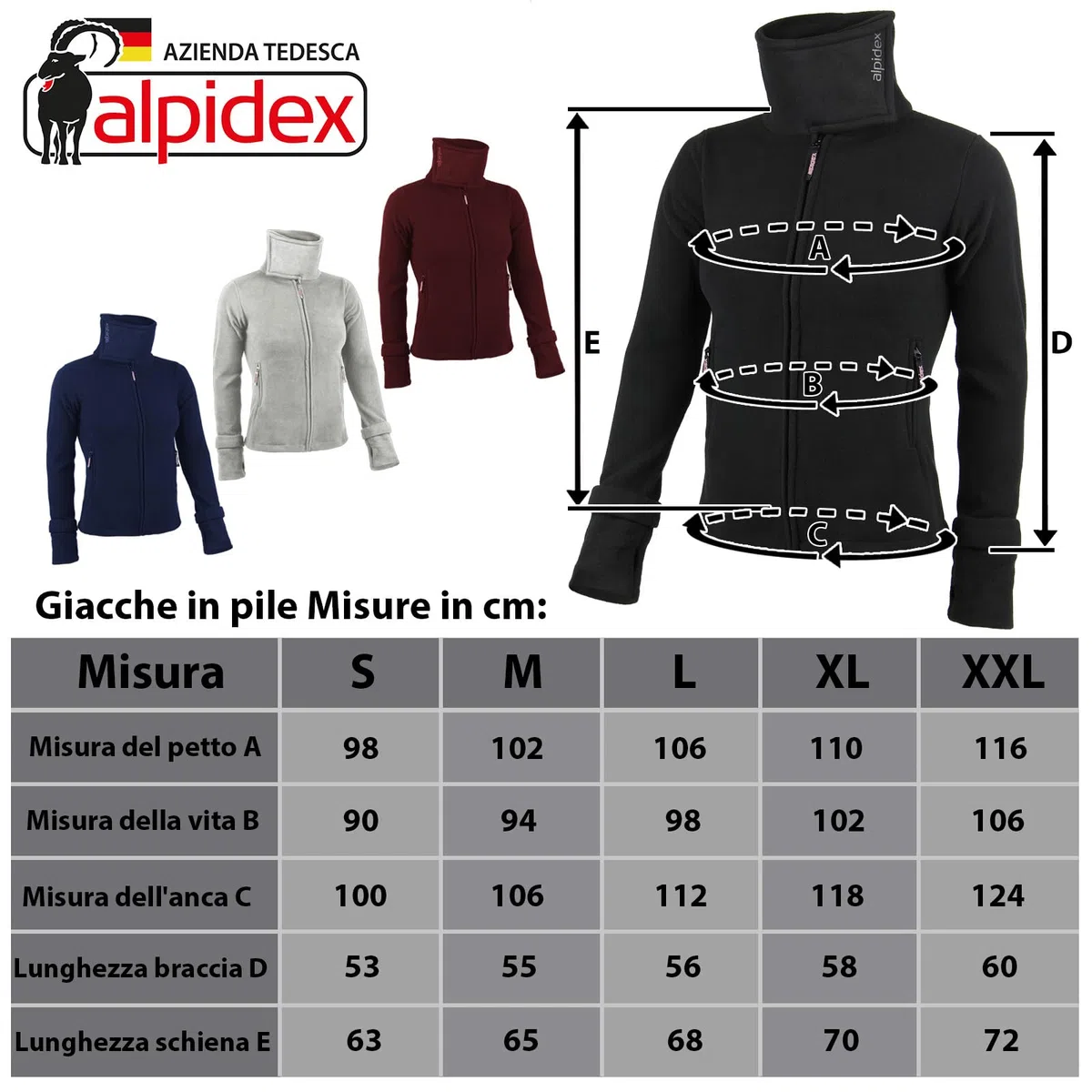 ALPIDEX Giacca Donna Pile Calda Morbido Full Zip Coletto Alto Antivento Felpa Outdoor Caldissima Invernale Termica Cerniera