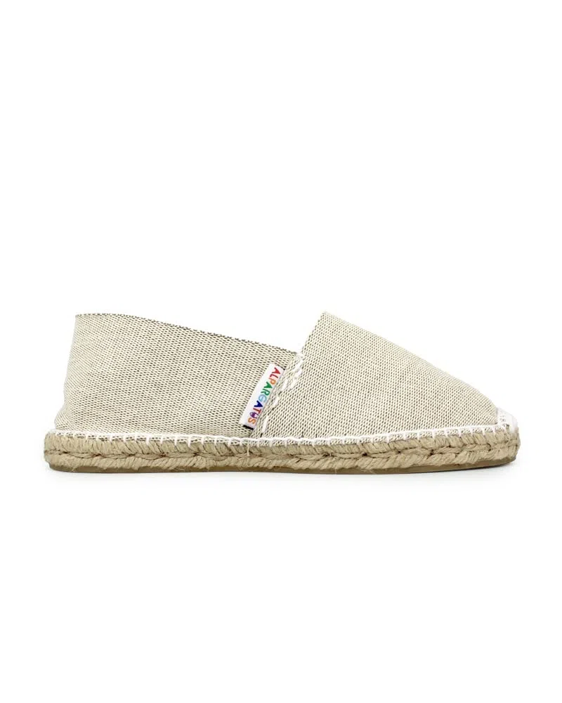 Espadrillas Piane di Tela Jaspeada Fatte a Mano in Spagna, beige, 35 EU