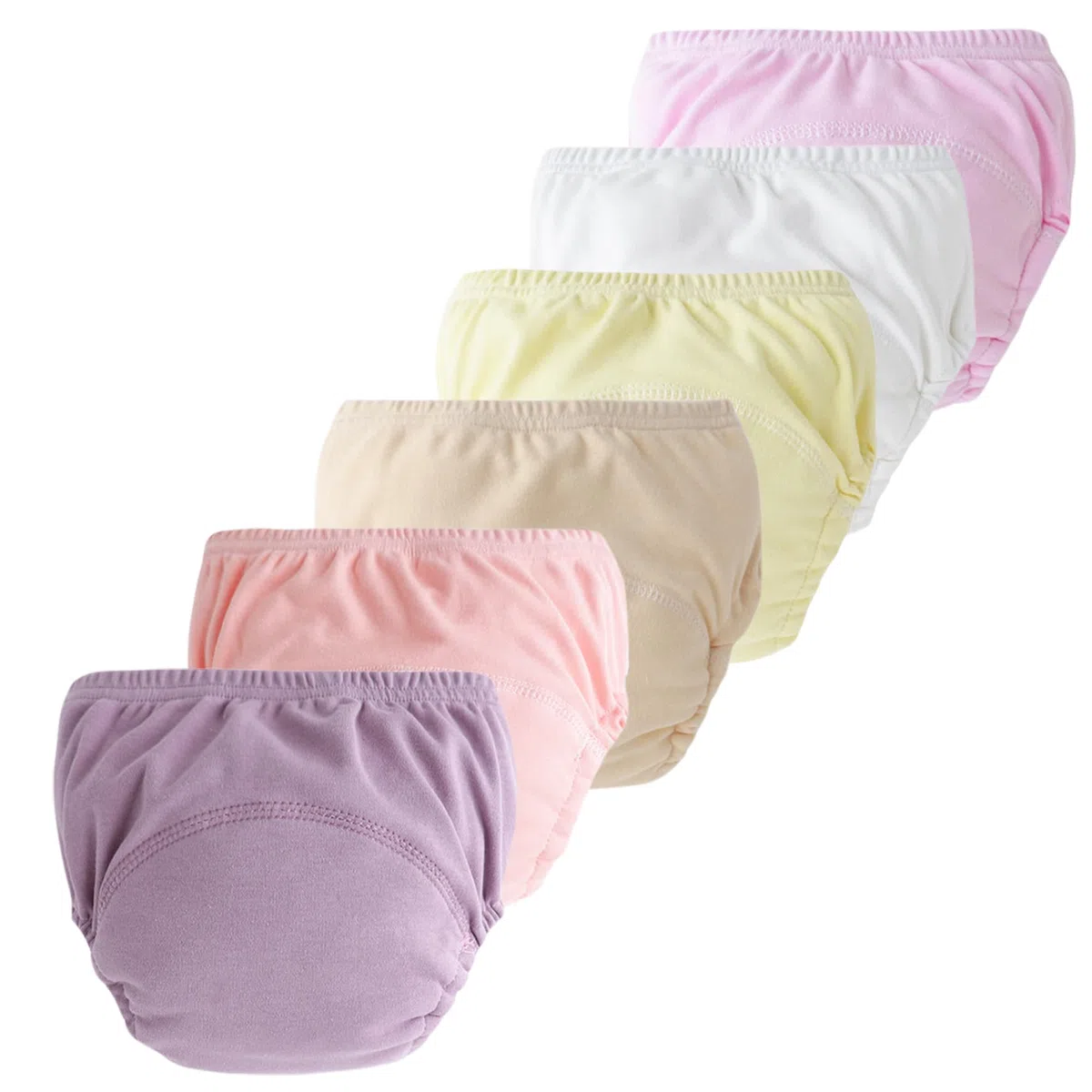 SEAUR Biancheria intima per neonata, set di 6 mutandine in cotone, per allenamento, bambino, per bambini, comode, tinta unita