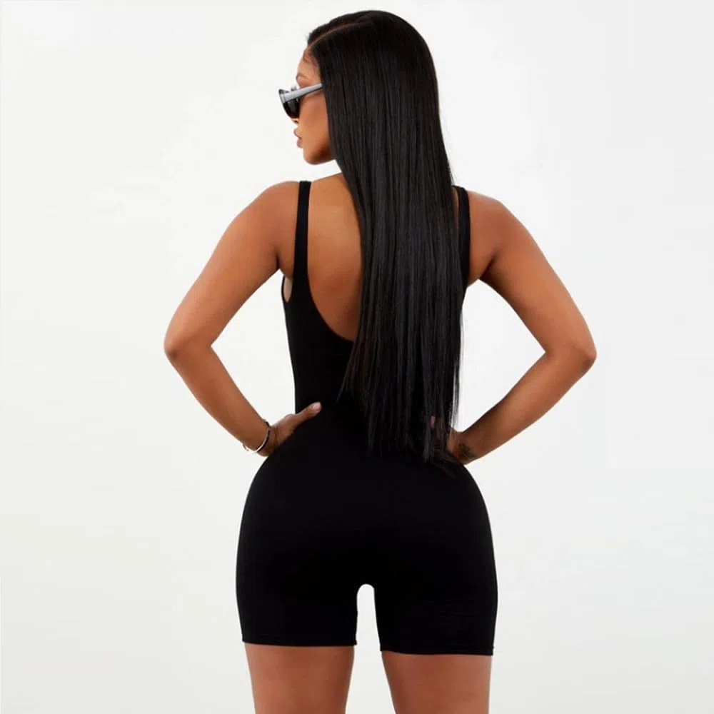 Donne Tuta Intera Corta Collo Quadrato Sexy Tutine Jumpsuit Un Pezzo Romper Sportiva Bodysuit Completo Tutina Aderente Casual Estiva Yoga Shorts Fitness