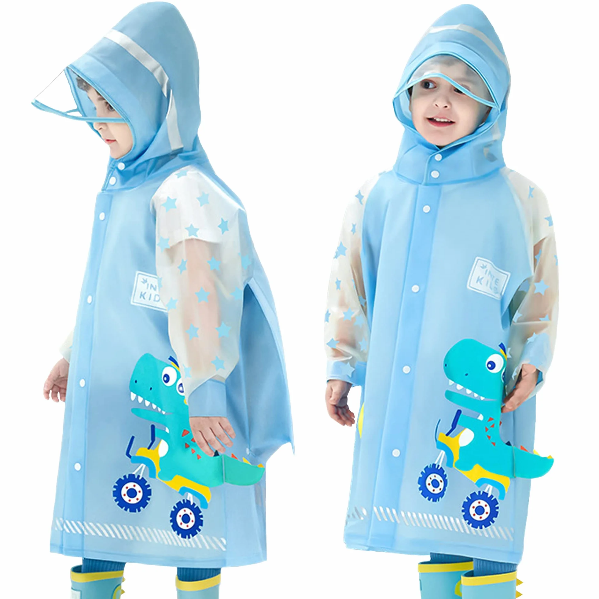 Fewlby Giacche Impermeabili Bambini Giacche da Pioggia Ragazzi Ragazze Poncho Impermeabile Cappotto di Pioggia con Cappuccio in cartone animato Mantella Pioggia 1-14 Anni