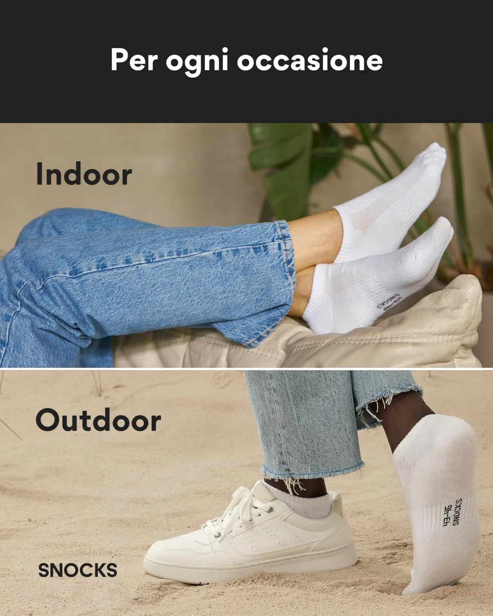 Snocks 6 Paia Calze Sneaker Traspiranti in Cotone Organico per Uomo e Donna - Taglie 35-50