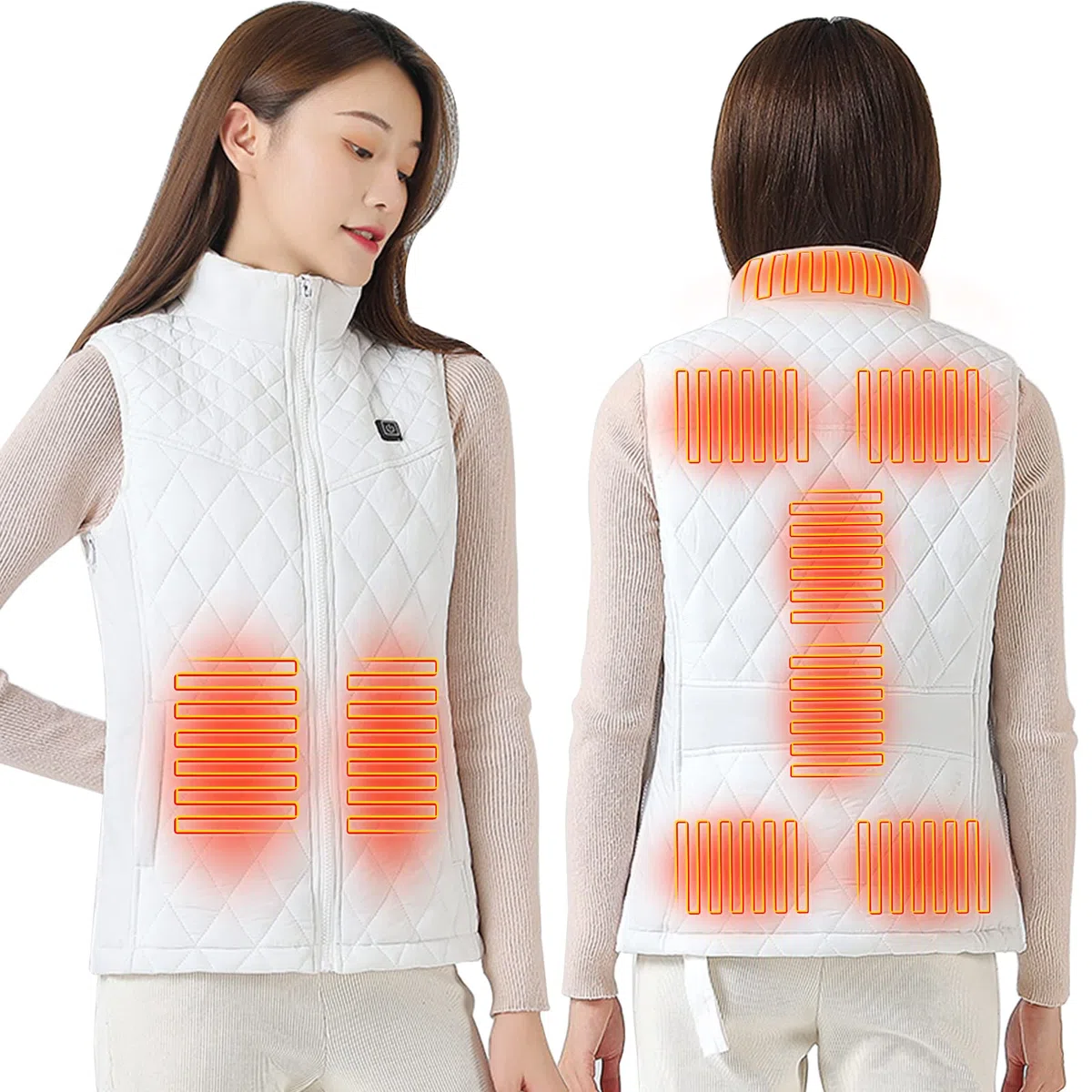 Oneshlee Gilet Riscaldato Donna, Maglia Riscaldata Elettrica, Giacca Riscaldata Usb, Giubbotto Riscaldato Moto, Vestiario Riscaldabile Temperatura Regolabile Lavabile Per Esterno Campeggio Caccia
