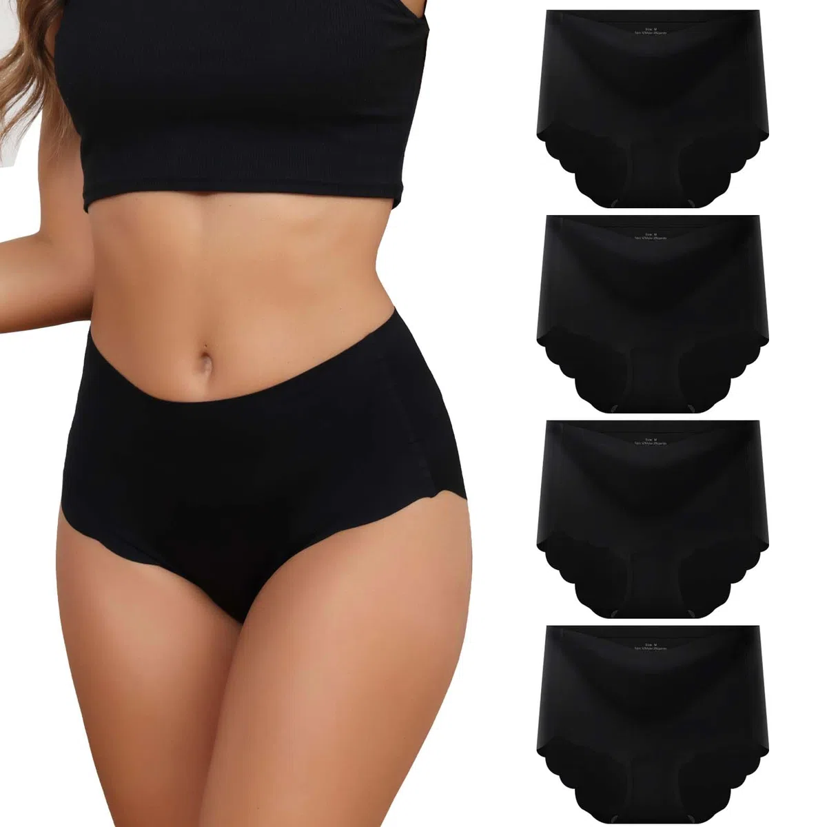 Slip Donna Senza Cuciture,Mutande Donna Vita Alta,Microfibra Culotte Donna Invisibili,Morbide Intimo Sexy Donna,Elasticizzate Comode Mutandine Donna Briefs Pacco da 4(S-3XL)