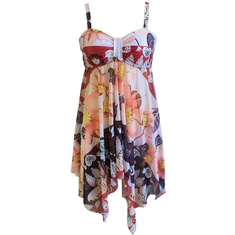 Donna Costume da Bagno 2 Pezzi Tankini Costumi da Bagno Stampati Beachwear Push Up con Sllip Stampati