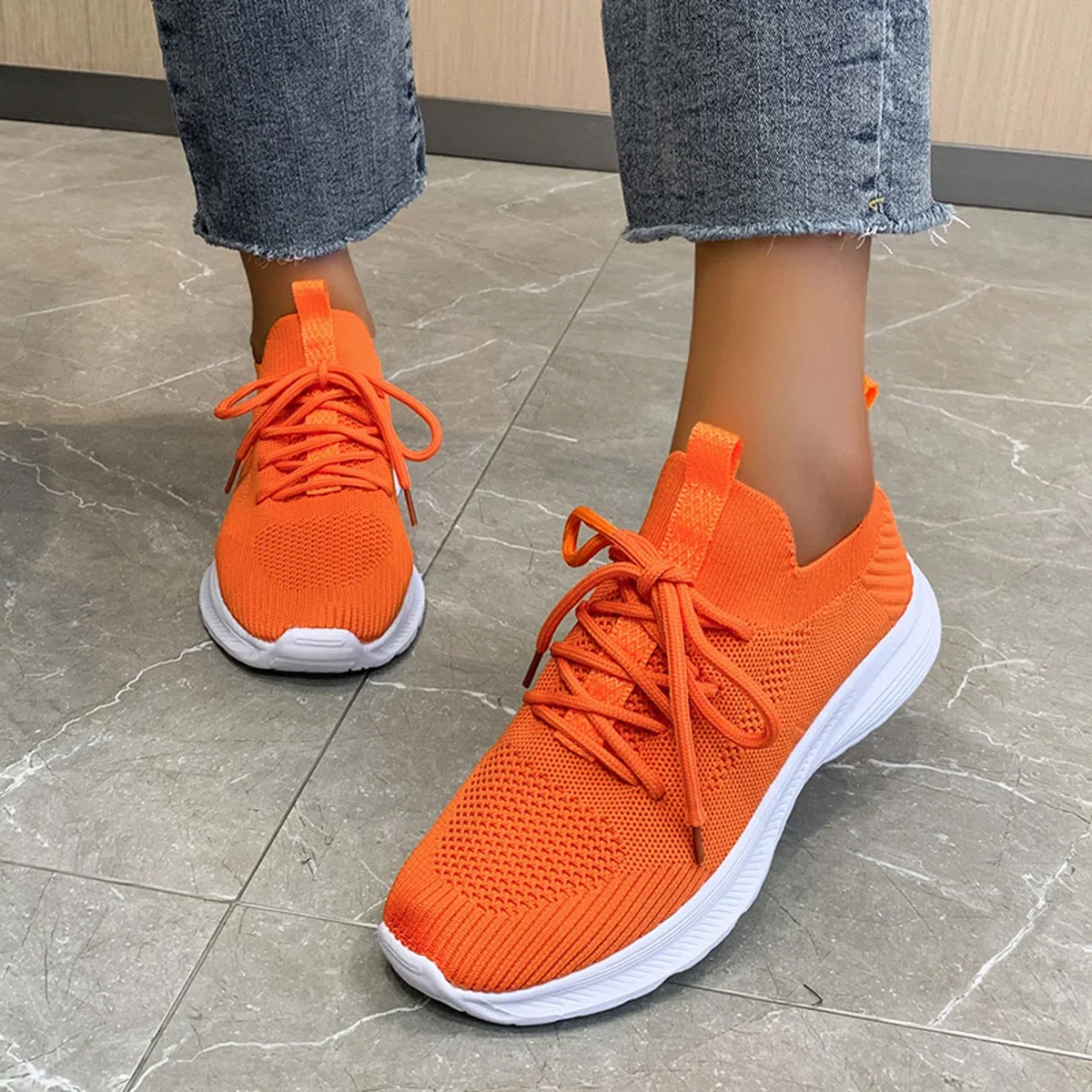 Scarpe da ginnastica da donna, scarpe sportive da donna, per palestra, corsa, traspiranti, alla moda, con lacci, antiscivolo, unisex, con suola spessa, comode