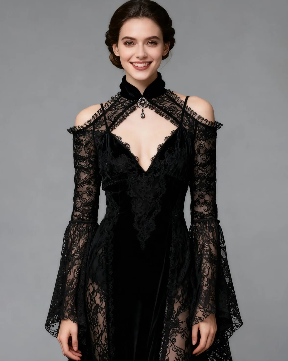 keland Donna Coprispalle Gotico Lolita in Pizzo Cardigan Crop Top Bolero a Maniche Lunghe