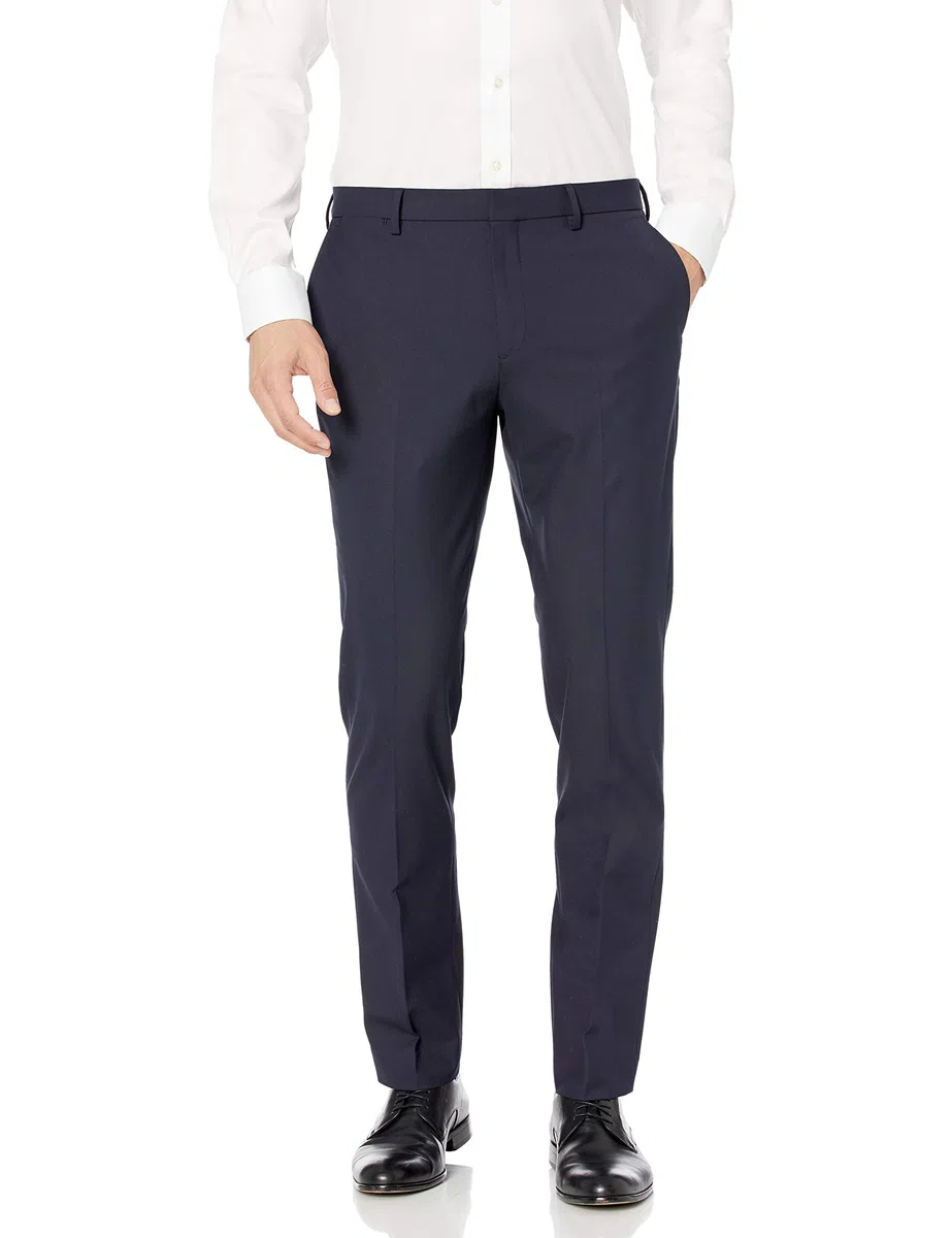 Amazon Essentials Pantaloni da Abito Elasticizzati Anti-Grinze Slim Uomo