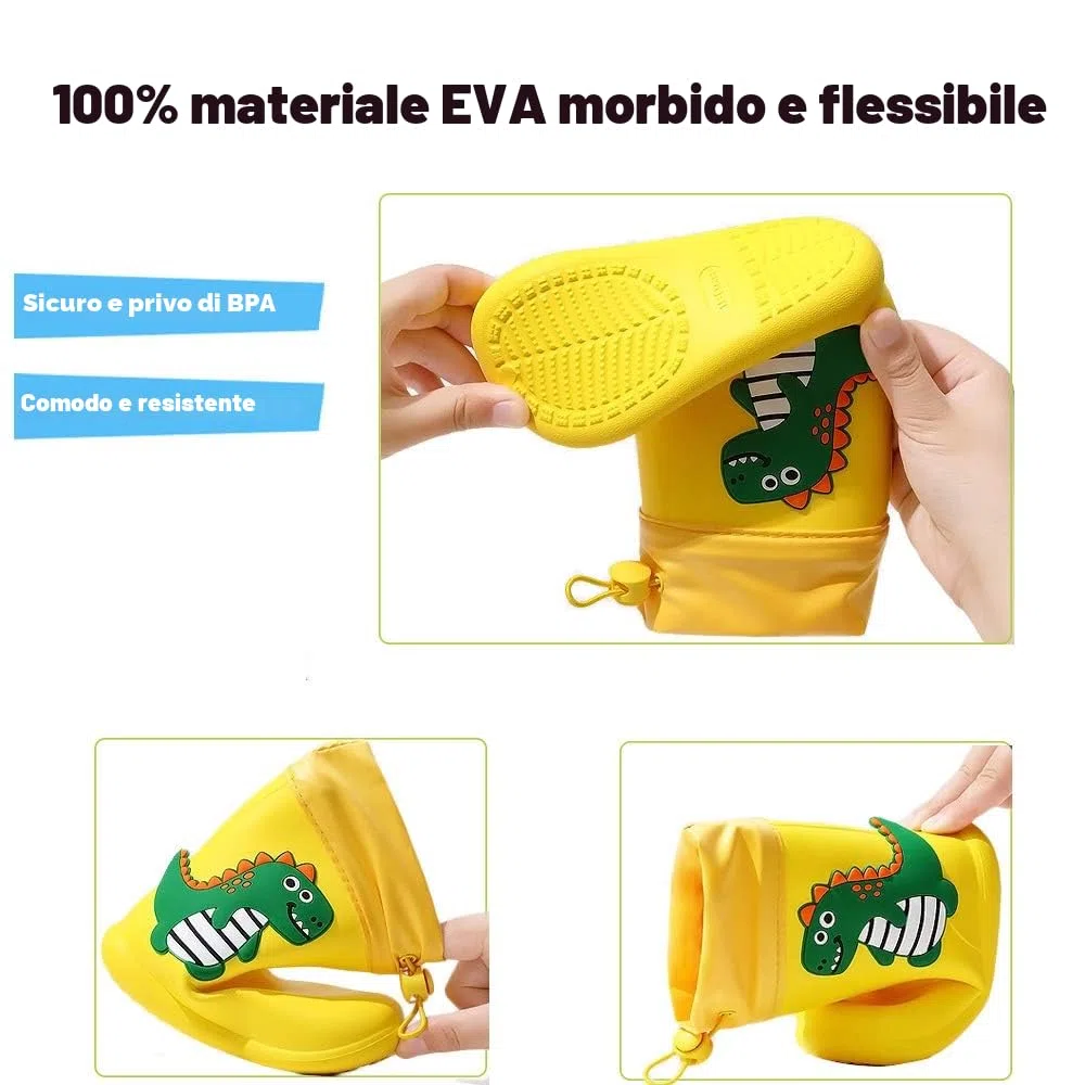 Stivali Bambino e Bambina Ragazzo e Ragazza in Eva Stivali da Pioggia Dinosauro Unisex Antiscivolo Impermeabili…