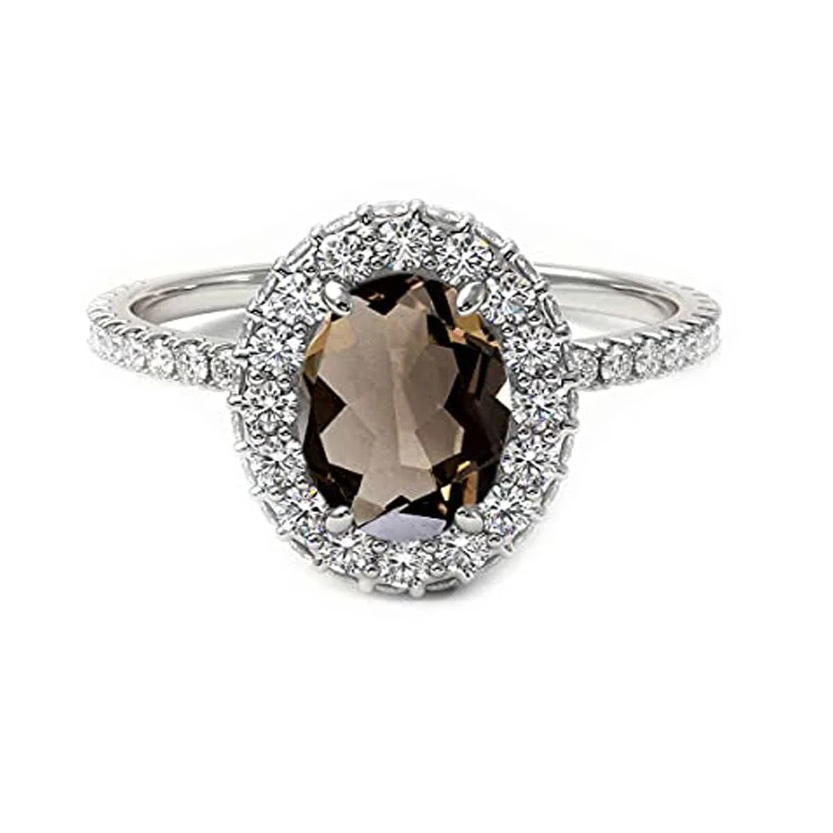Creato pietre ovale sfaccettato quarzo fumé anello - anello d'argento 0,925 quarzo fumé marrone pietre preziose anello - gioielli accessori regalo per la fidanzata