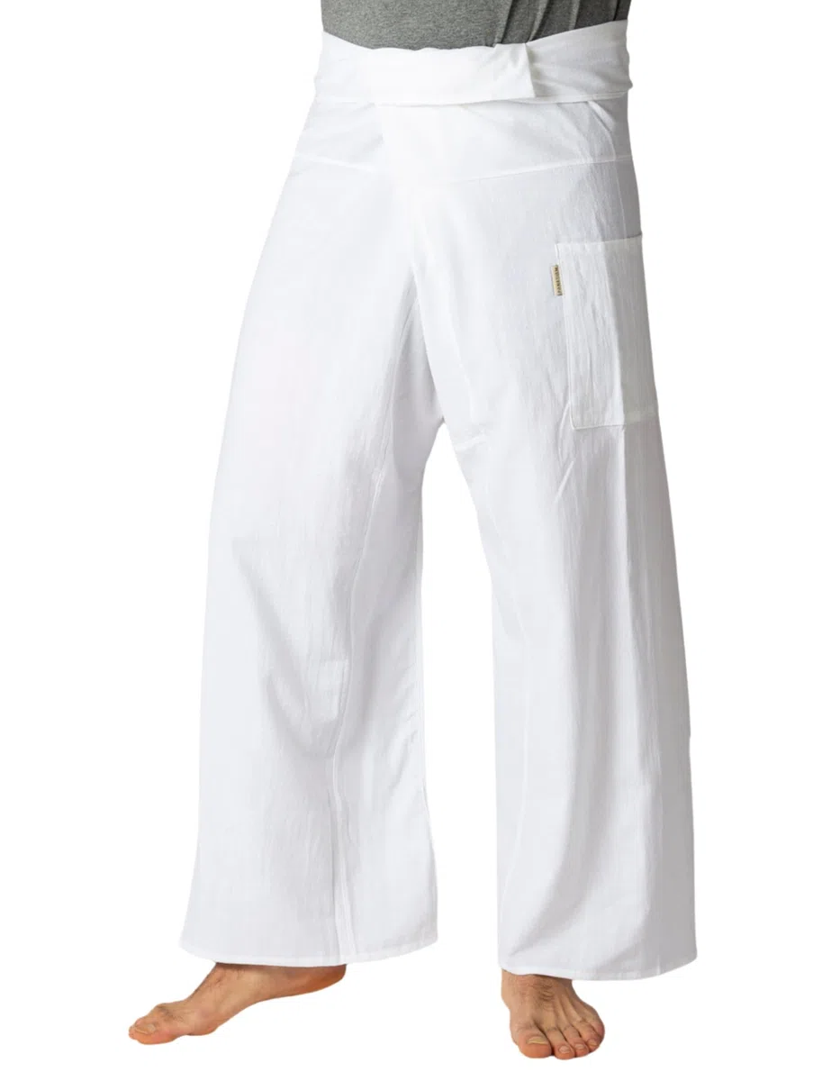 PANASIAM Pantaloni Pescatore Thailandesi in Cotone per Donna e Uomo - Pantaloni Thailandesi Larghi Unisex con vestibilità Regolabile in 2 Lunghezze - Ideali per Yoga e Arti Marziali