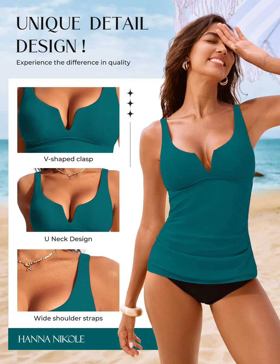 Hanna Nikole Tankini Top da donna, costume da bagno con ferretto