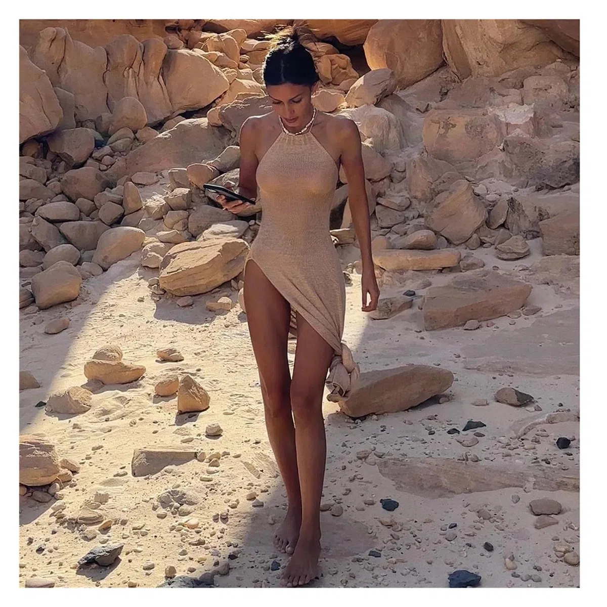 Copricostume Donna Mare Copricostume da Spiaggia Sexy, Trasparente, con Spacchi, Aderente, Estivo, Bikini, Copricostume(L)