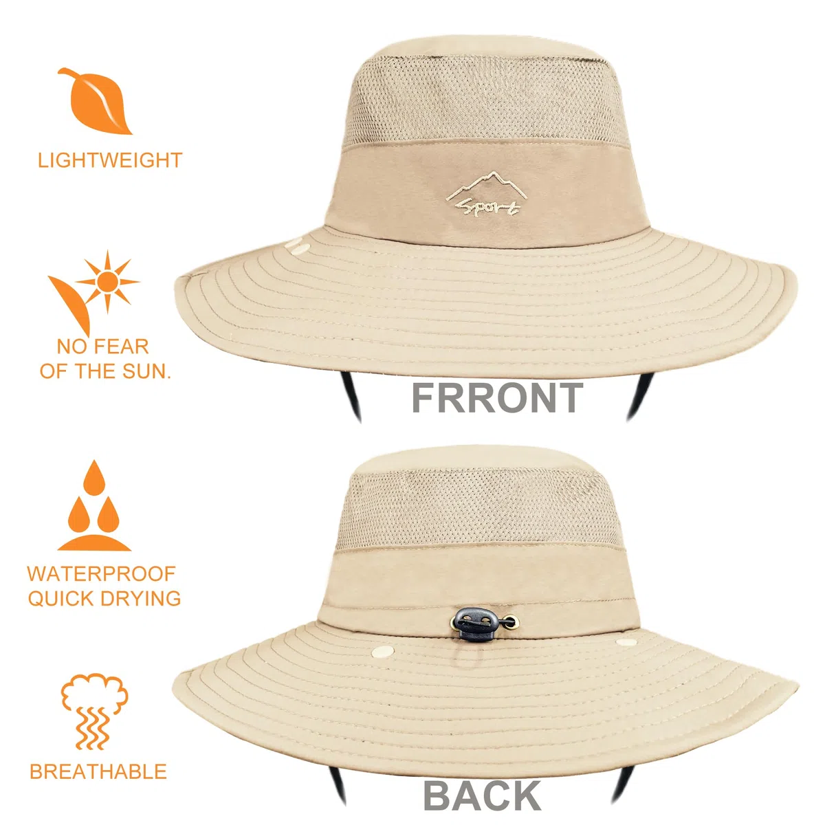 ehsbuy Cappelli da Pesca per Uomo e Donna con Copertura per Il Viso Cappello da Sole a Tesa Larga da Spiaggia Mesh Safari Caccia Giardinaggio Cappello da Secchio Packable
