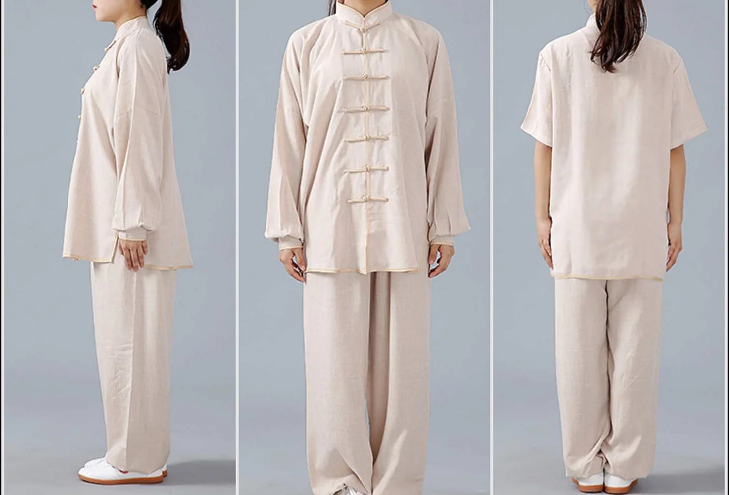 Cotone e Lino Tai Chi Abbigliamento Uniforme Kung Fu Unisex Abbigliamento per Arti Marziali (Un Set)