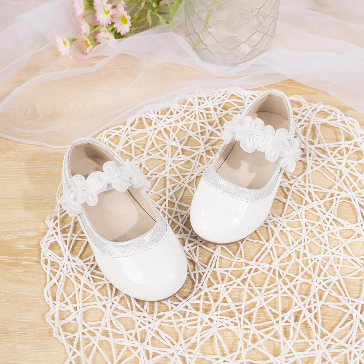 Scarpe con Tacco Principessa Eleganti Lucente Comunione Cerimonia Ballerine Bambina Tacchi Ragazza Pelle Microfibra Athena Bianco
