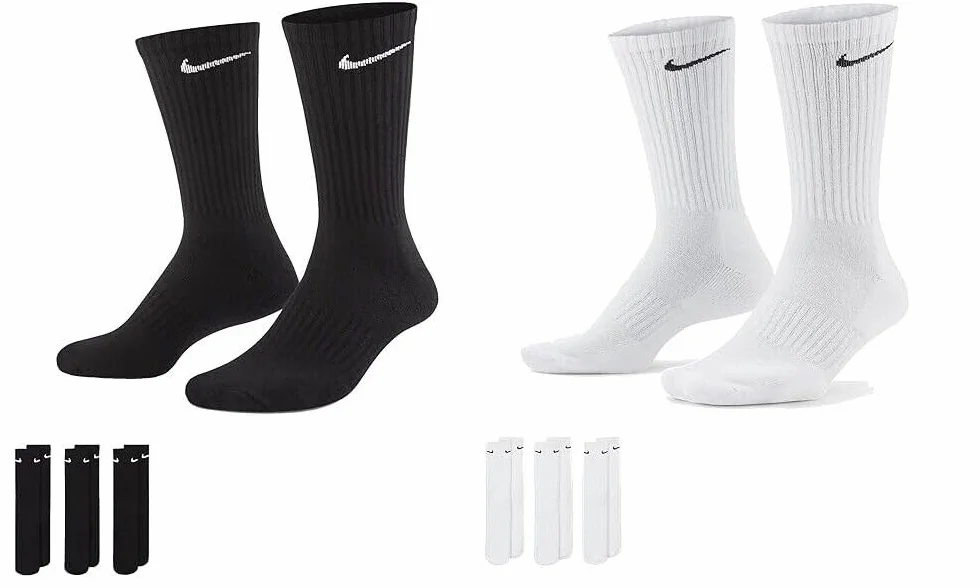 Nike 18 paia di calzini da uomo e donna, set risparmio di calzini da tennis, sportivi, da corsa, confezione da bundle SX4508, colore: bianco, nero, grigio