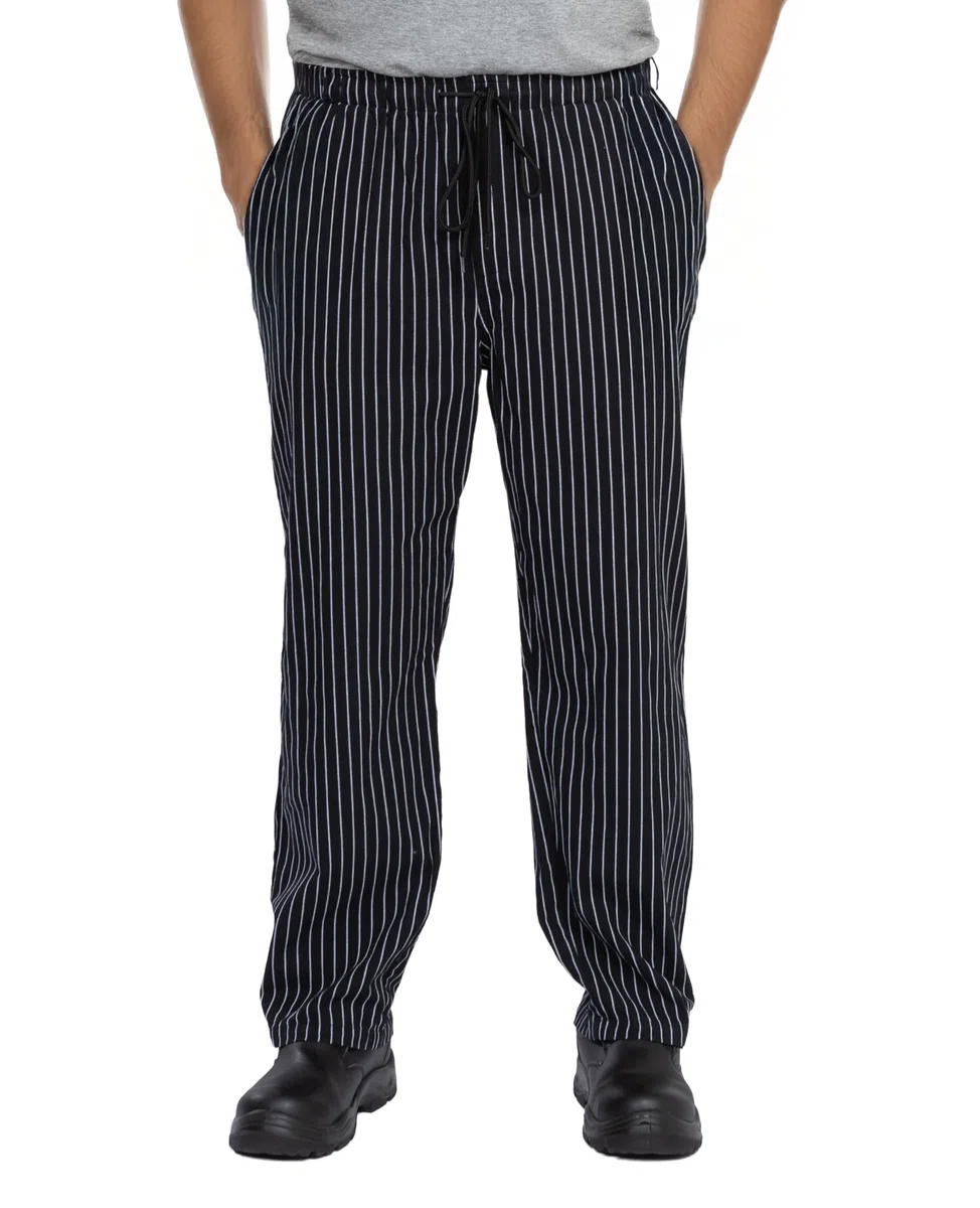 PALLTEX Bruno - Pantaloni da cuoco in 100% cotone, da uomo e donna, con coulisse, vita regolabile, EN 13688