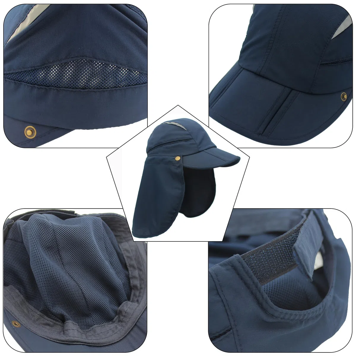 Cappello con protezione per il collo staccabile multiuso estivo cappello da sole protezione solare traspirante asciugatura rapida protezione UV