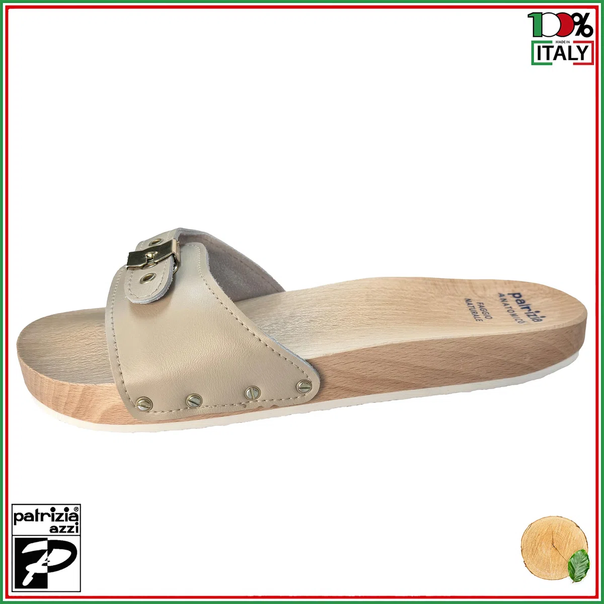Patrizia Azzi 833 ZOCCOLI IN LEGNO DI FAGGIO CIABATTE UOMO (numeric_46)