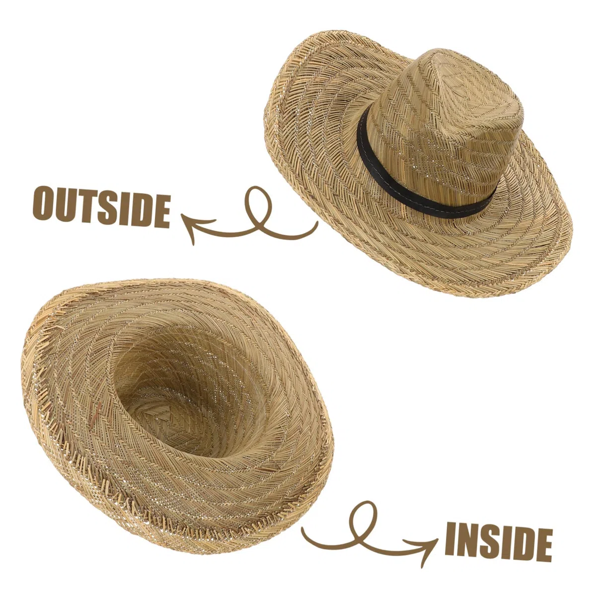 Cappello da Spiaggia Uomo in Paglia Ampia Falda, Leggero e Traspirante, per Campeggio e Shopping all’Aperto, Protezione Solare Stagione Calda